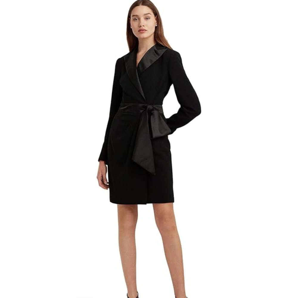 Lauren Ralph Lauren Crepe Long-Sleeve Cocktail Dress in Black